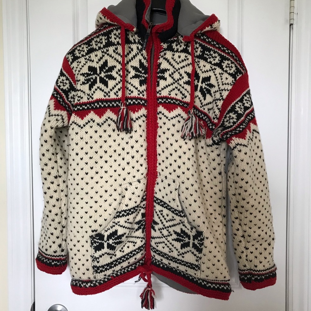 Wool fleeced lined Zippered Sweater By Alma Nepal